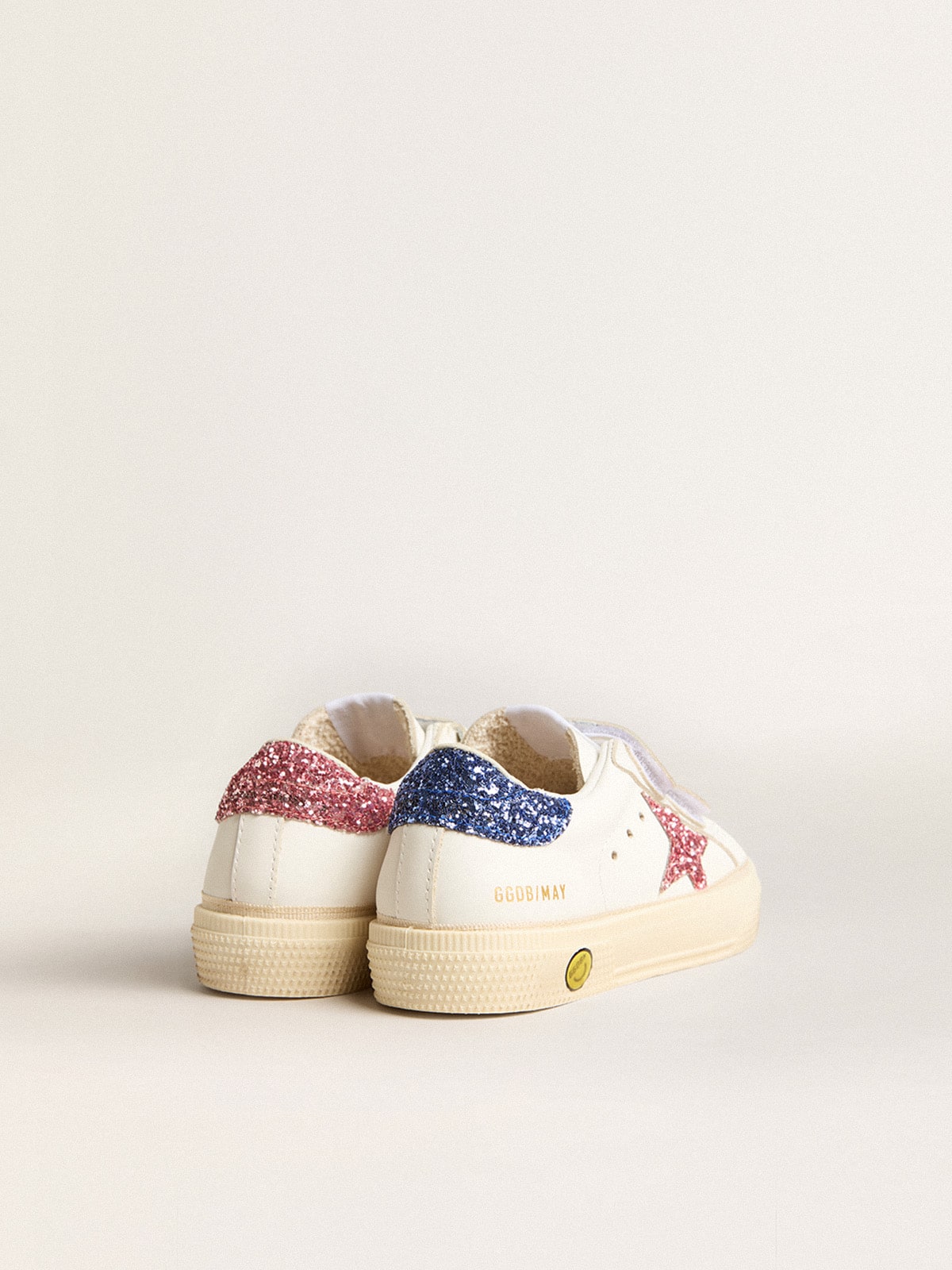 Golden Goose Junior May School in leather with glitter star and heel tab