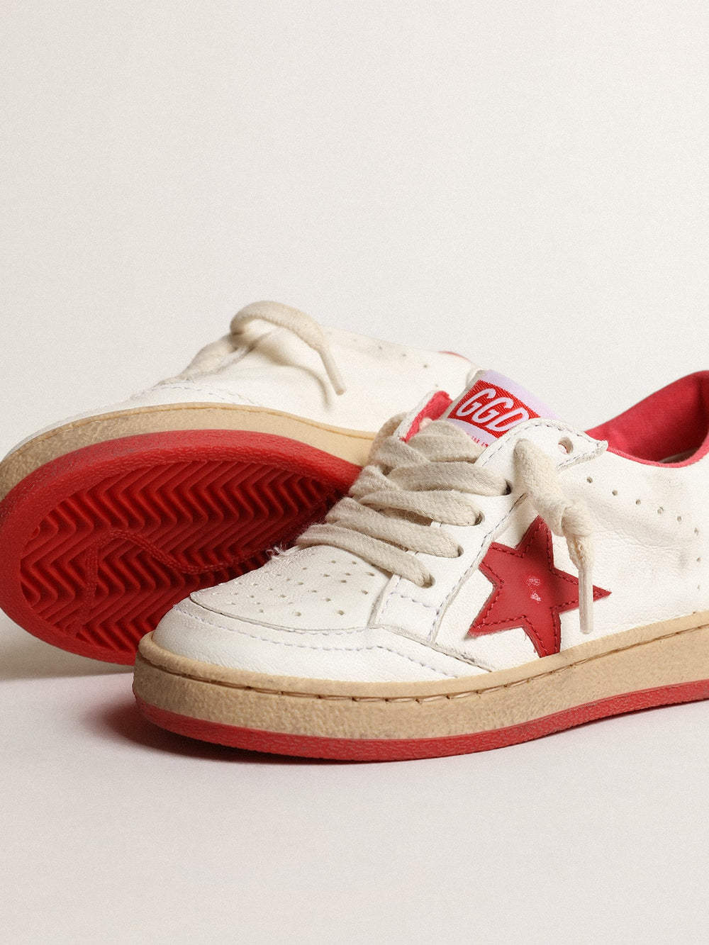 Golden Goose Ball Star Junior in nappa with red leather star and heel tab