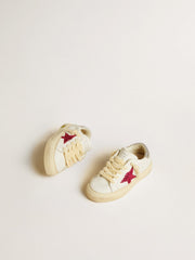 Golden Goose May Junior with fuchsia glitter star and metallic leather heel tab