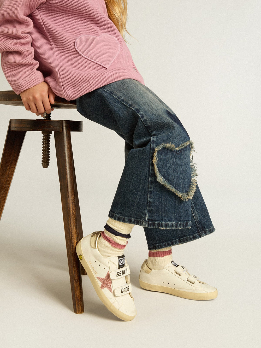 Golden Goose Junior Old School with metallic peach leather star