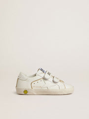 Golden Goose Junior Old School in white leather with gold details