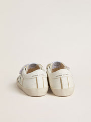 Golden Goose Junior Old School in white leather with gold details