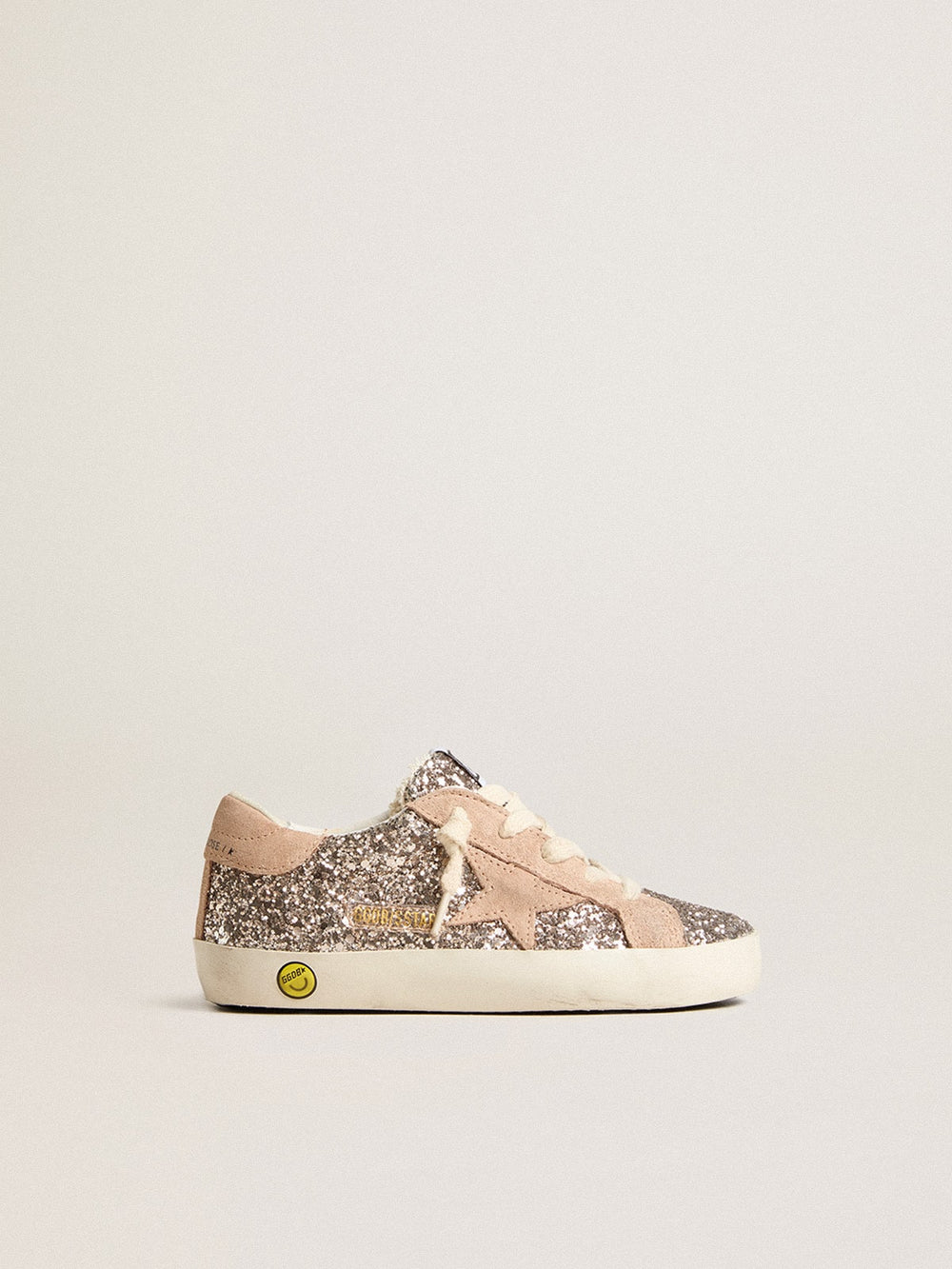Golden Goose Junior Super-Star in glitter with suede star and heel tab