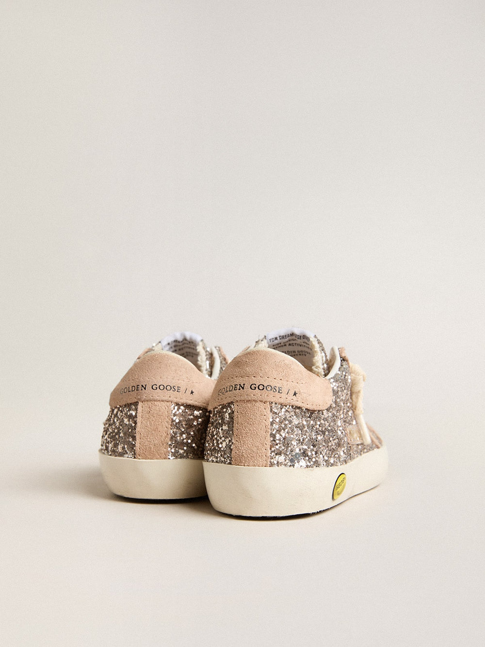 Golden Goose Junior Super-Star in glitter with suede star and heel tab