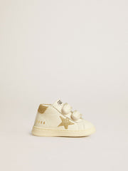 Golden Goose June Junior in white nappa leather with gold glitter star and heel tab