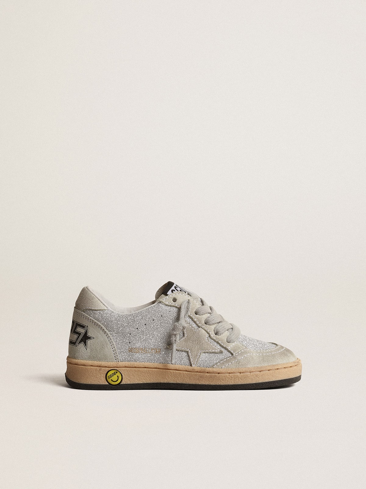 Golden Goose Ball Star Young in glitter with ice-gray suede inserts