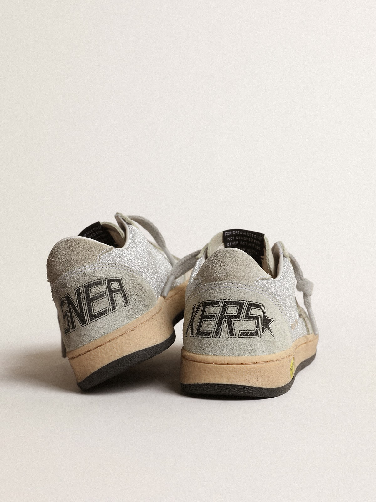Golden Goose Ball Star Young in glitter with ice-gray suede inserts
