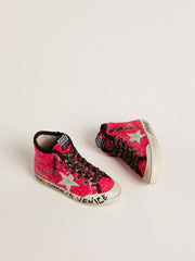 Golden Goose Young Francy in sequins with ice-gray suede star and animal-print laces