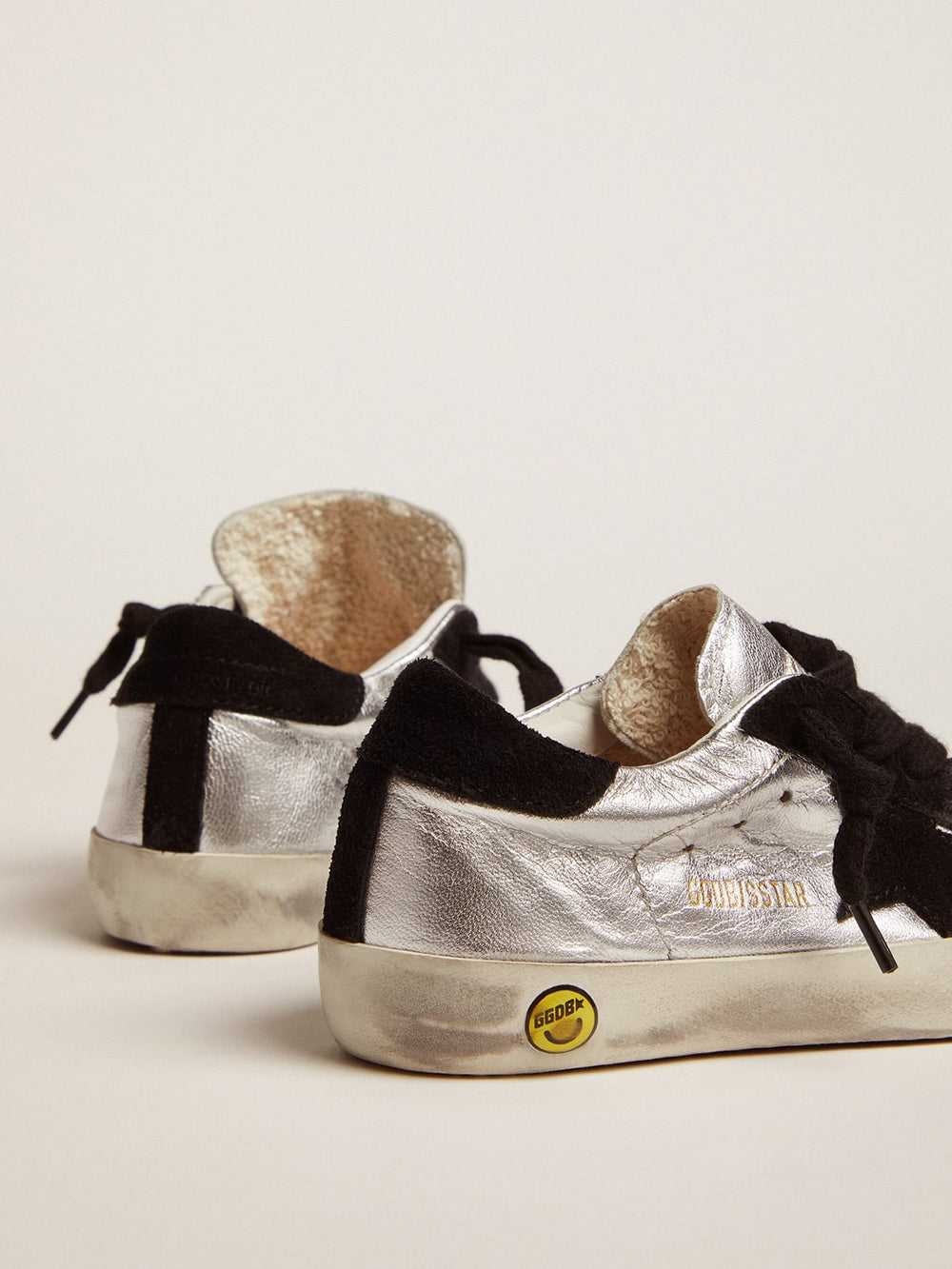 Golden Goose Super-Star sneakers in silver leather with suede inserts