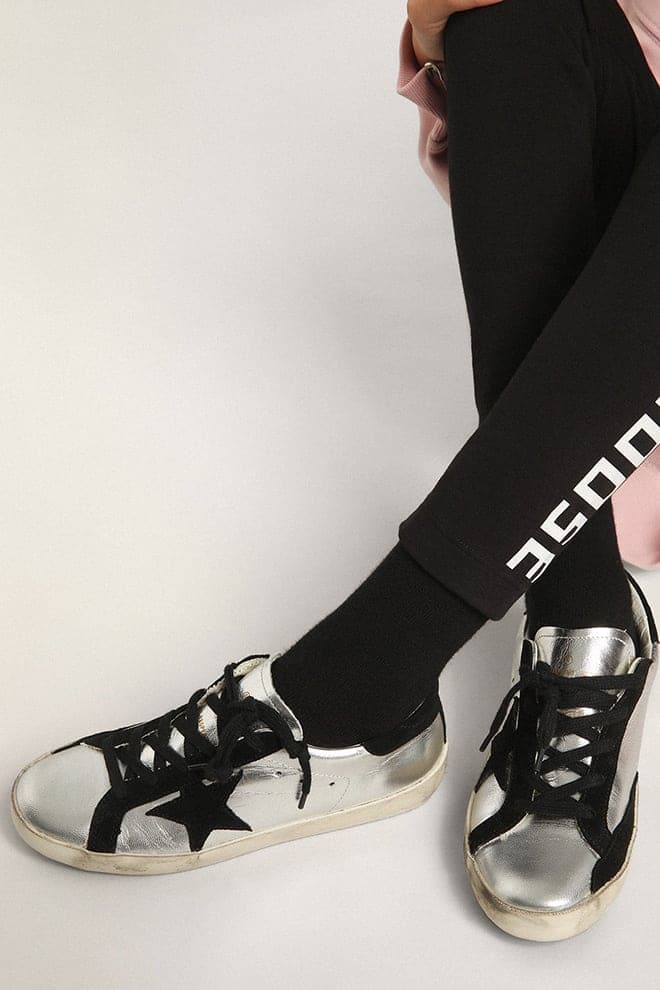Golden Goose Super-Star sneakers in silver leather with suede inserts