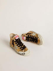 Golden Goose Young Francy Penstar in gold sequins with ice-gray suede star