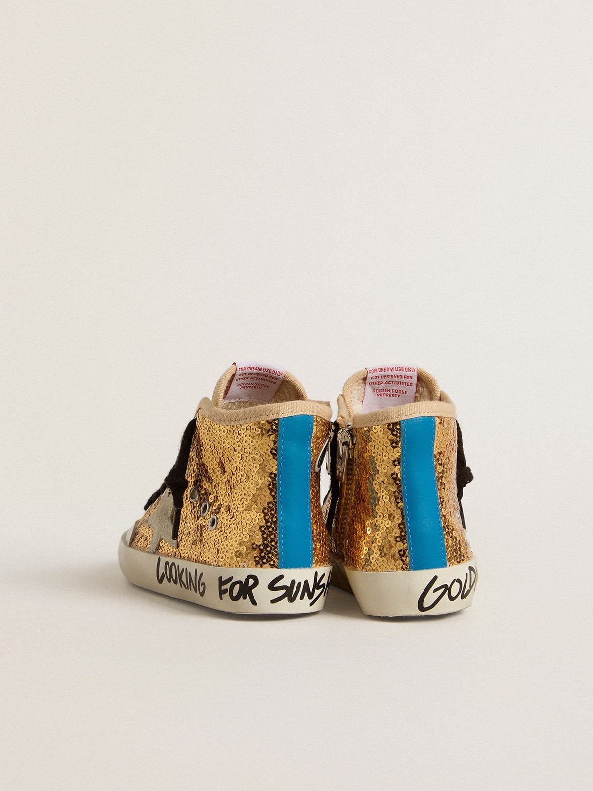 Golden Goose Young Francy Penstar in gold sequins with ice-gray suede star