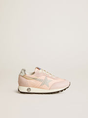Golden Goose Marathon Young in pink nylon with printed star and leather heel tab