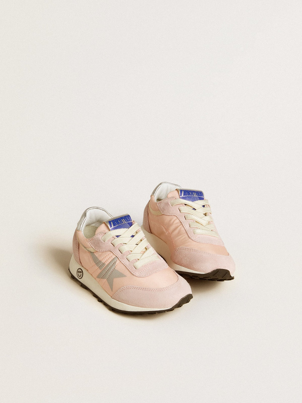 Golden Goose Marathon Young in pink nylon with printed star and leather heel tab