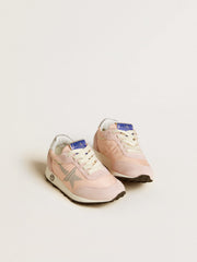 Golden Goose Marathon Young in pink nylon with printed star and leather heel tab