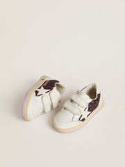 Golden Goose Young Ball Star in purple glitter with white leather star and heel tab