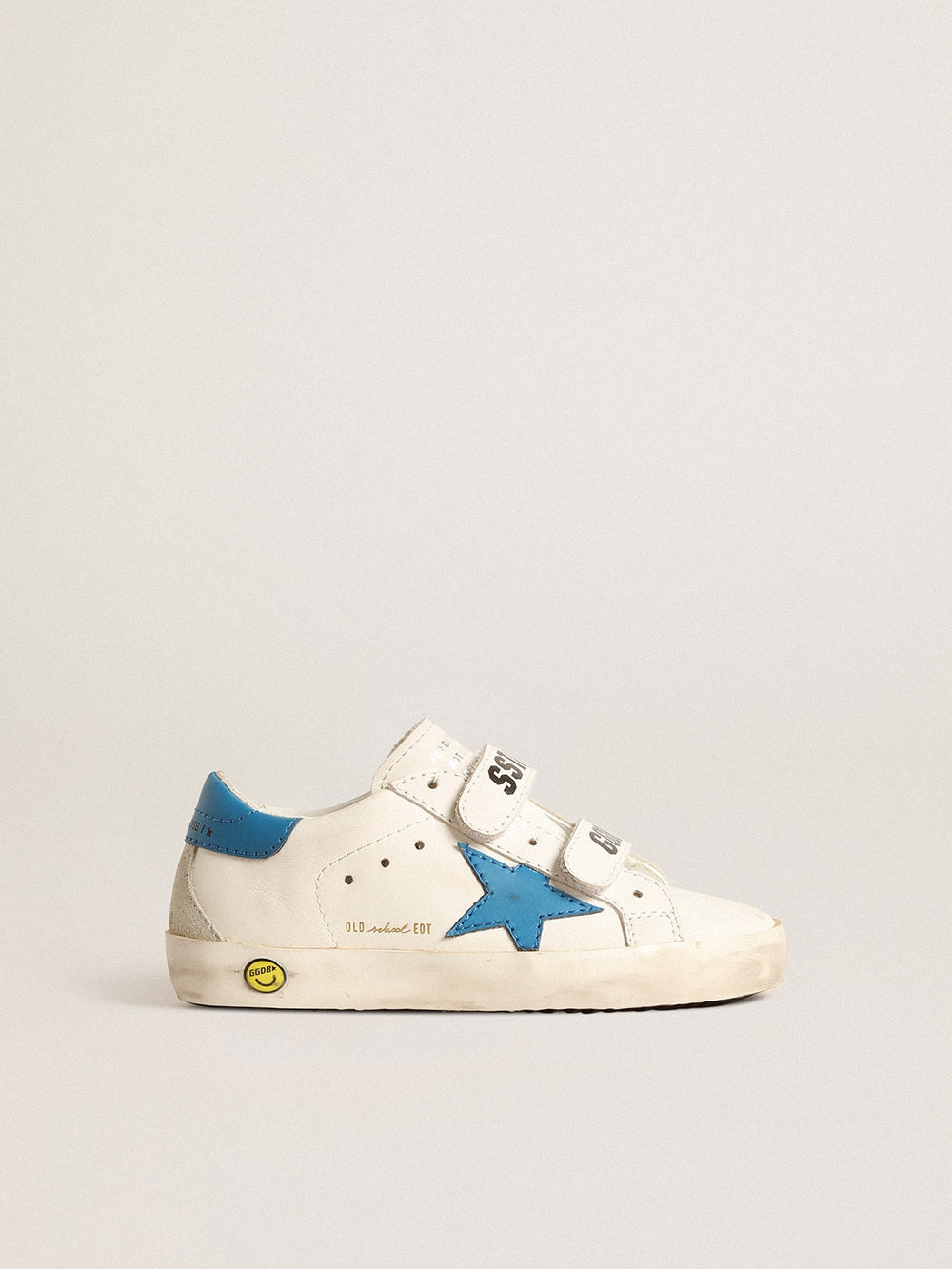 Golden Goose Young Old School in leather with light blue star and heel tab