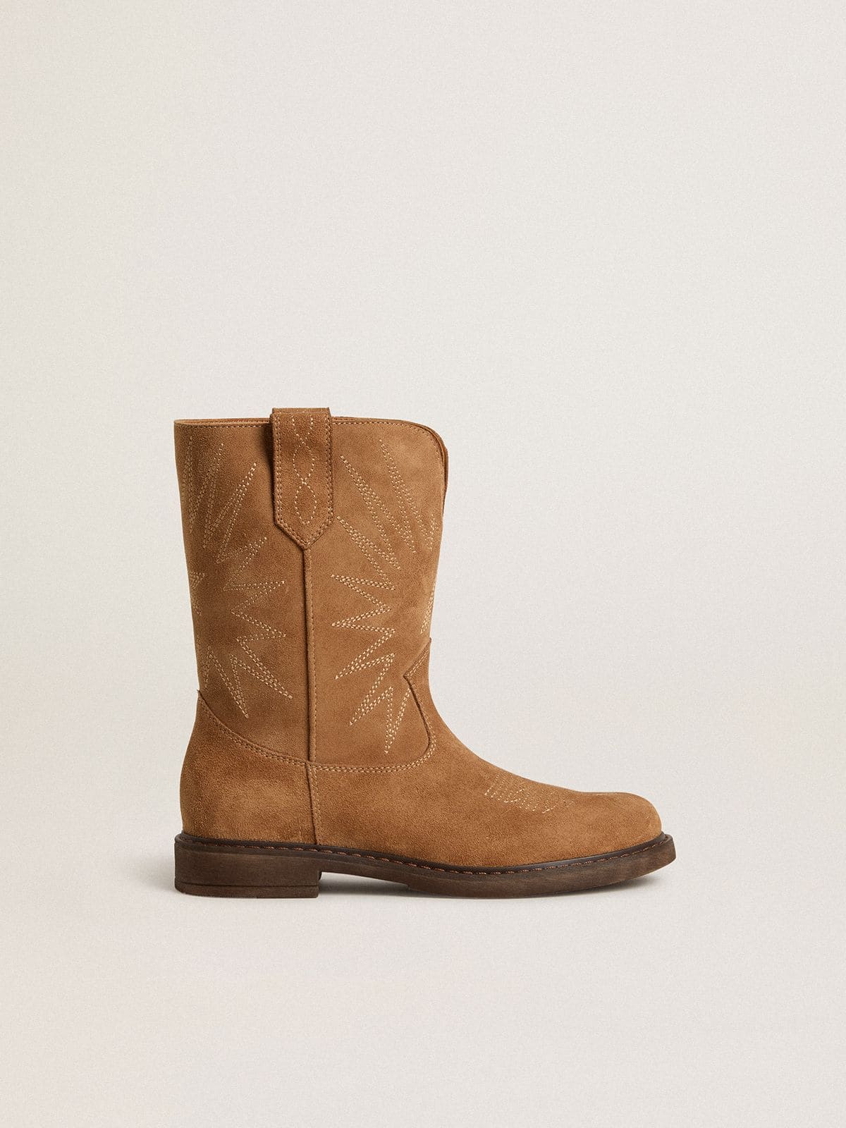 Golden Goose Wish Junior boots in camel suede with star embroidery