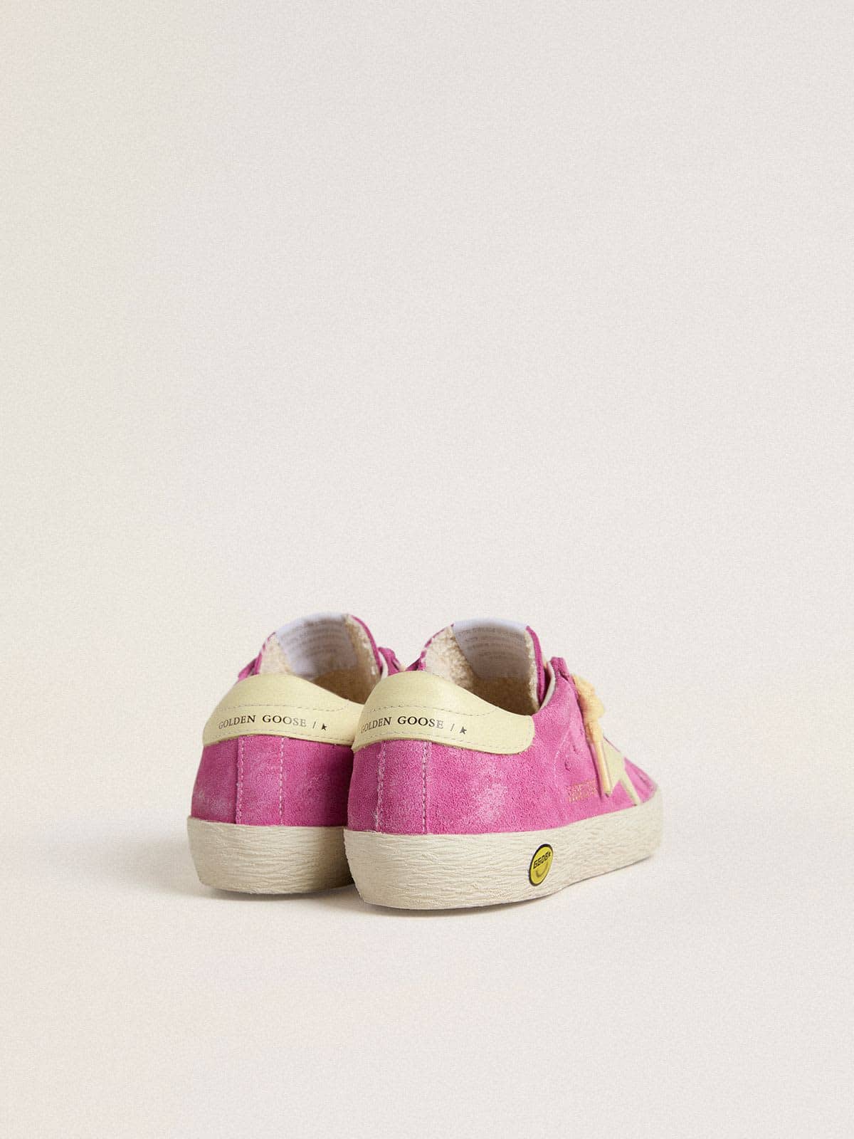 Golden Goose Young Super-Star in pink suede with light yellow star and heel tab