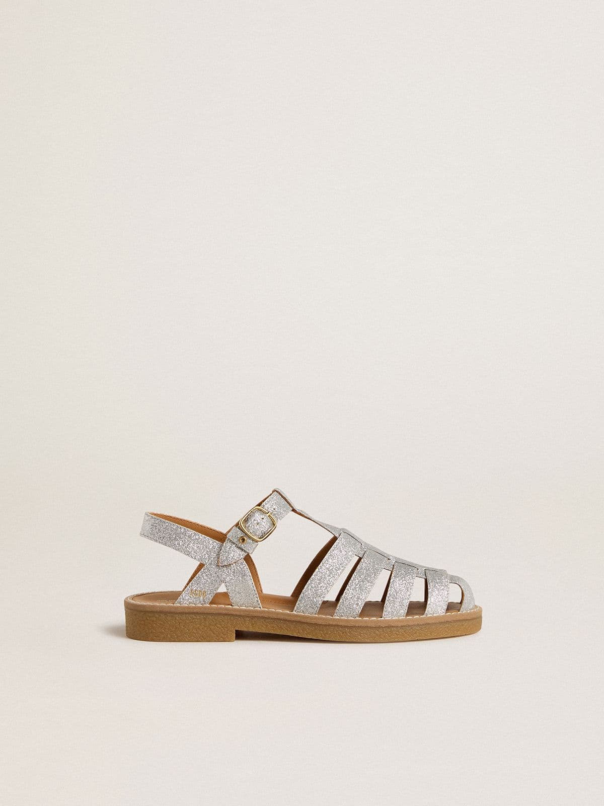 Golden Goose Maxime Junior sandals in silver micro-glitter