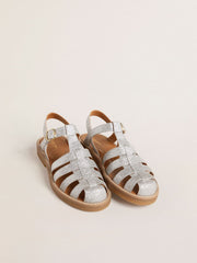 Golden Goose Maxime Junior sandals in silver micro-glitter