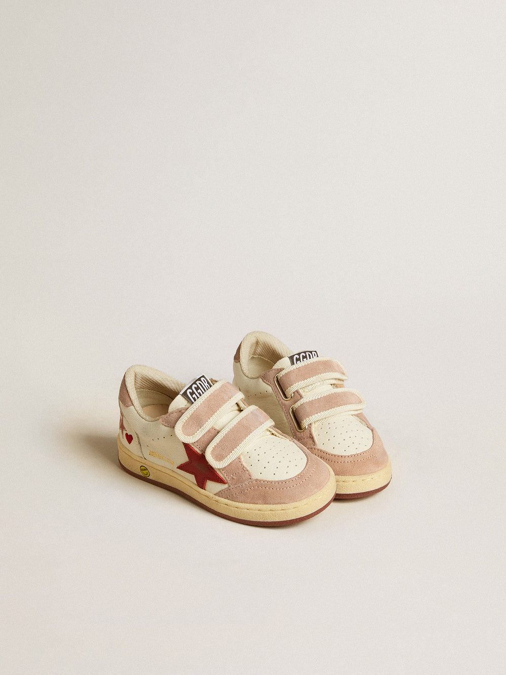 Golden Goose Ball Star Young in nappa with nappa star and pink suede heel tab