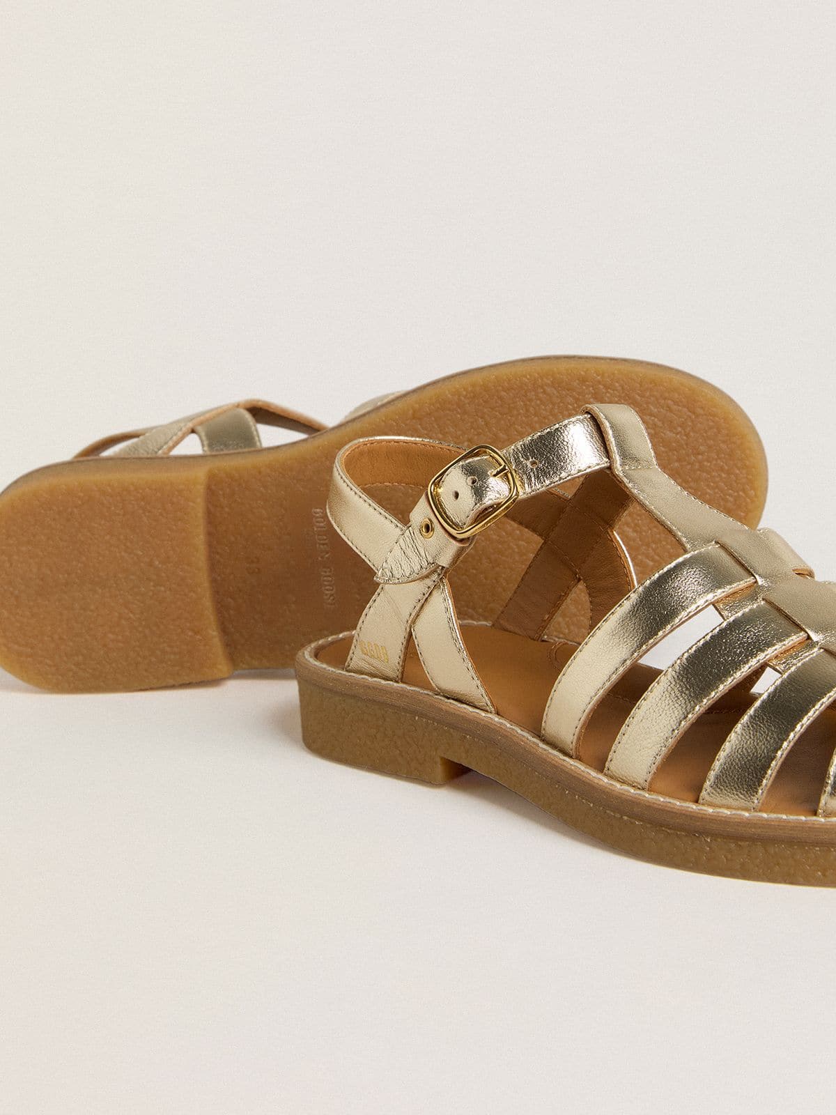 Golden Goose Maxime Junior sandals in gold leather