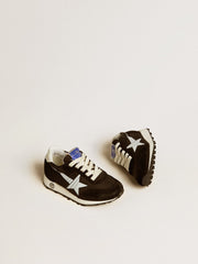 Golden Goose Young Marathon in black nylon with printed star and leather heel tab