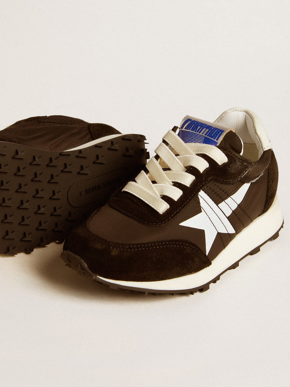 Golden Goose Young Marathon in black nylon with printed star and leather heel tab