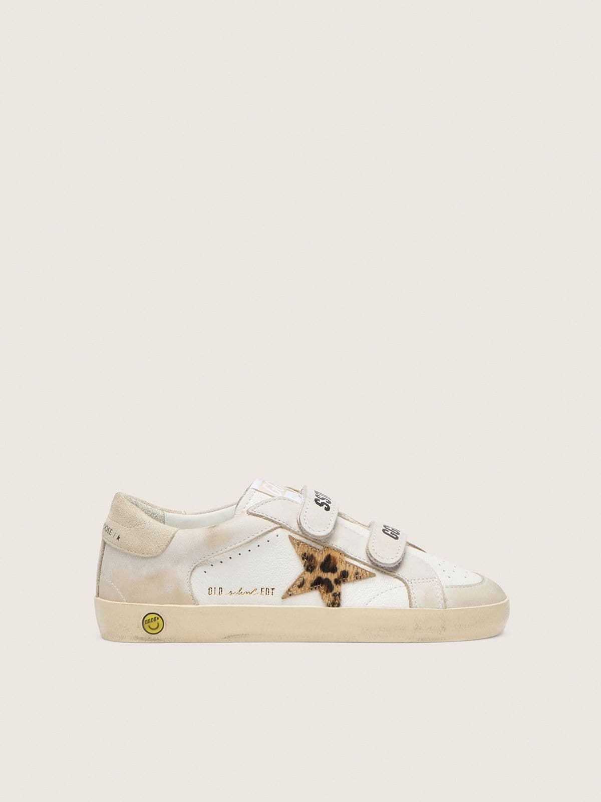 Golden Goose Young Old School in nappa with leopard-print pony skin star and leather inserts