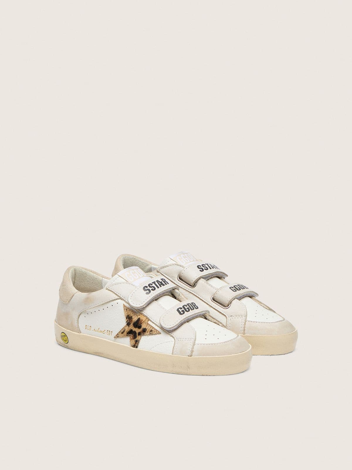 Golden Goose Young Old School in nappa with leopard-print pony skin star and leather inserts