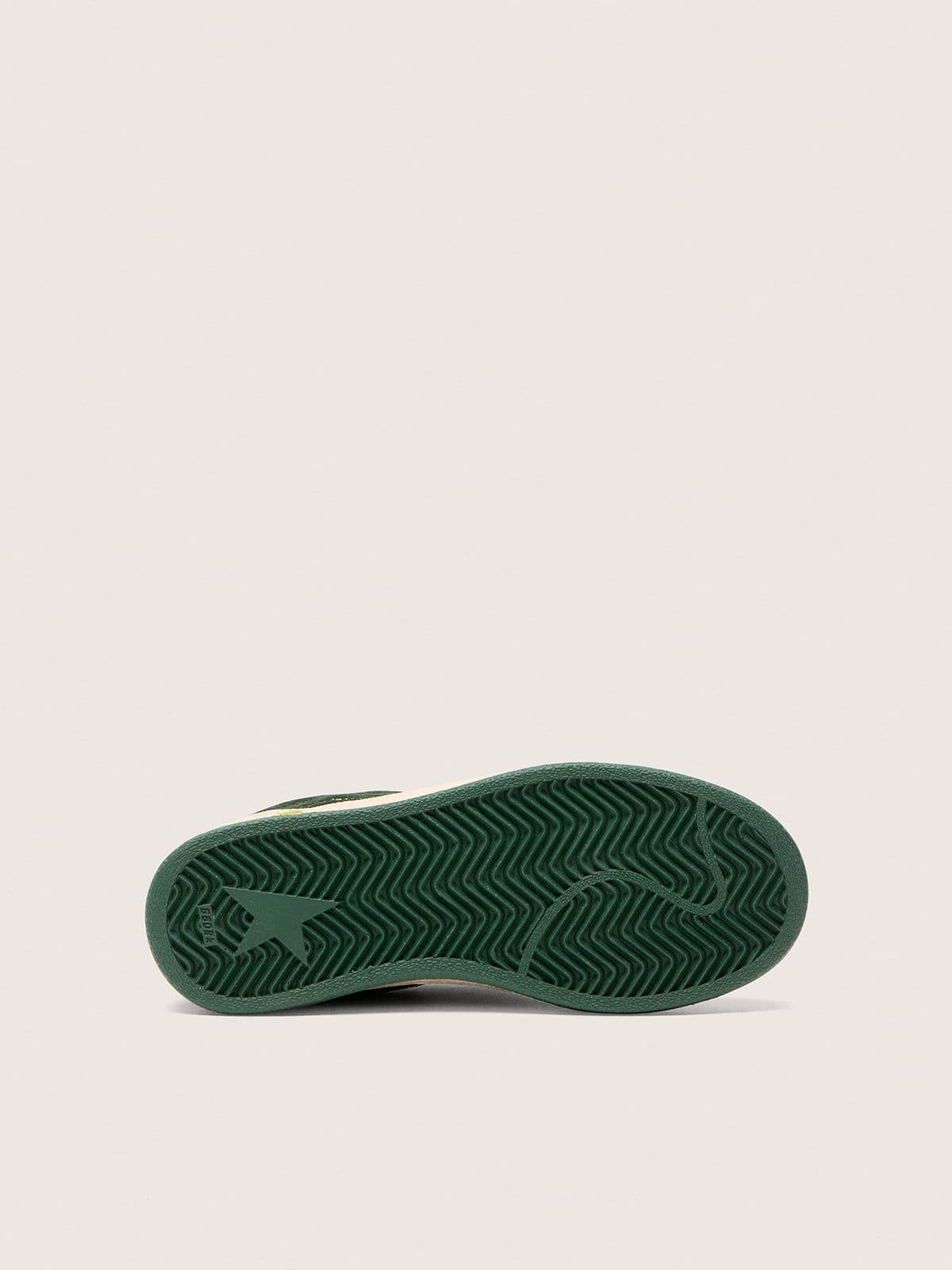 Golden Goose Young Ball Star in forest-green suede with cream leather star and heel tab