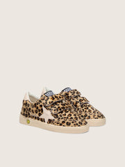 Golden Goose Young Ball Star in leopard-print pony skin with pink leather star and heel tab