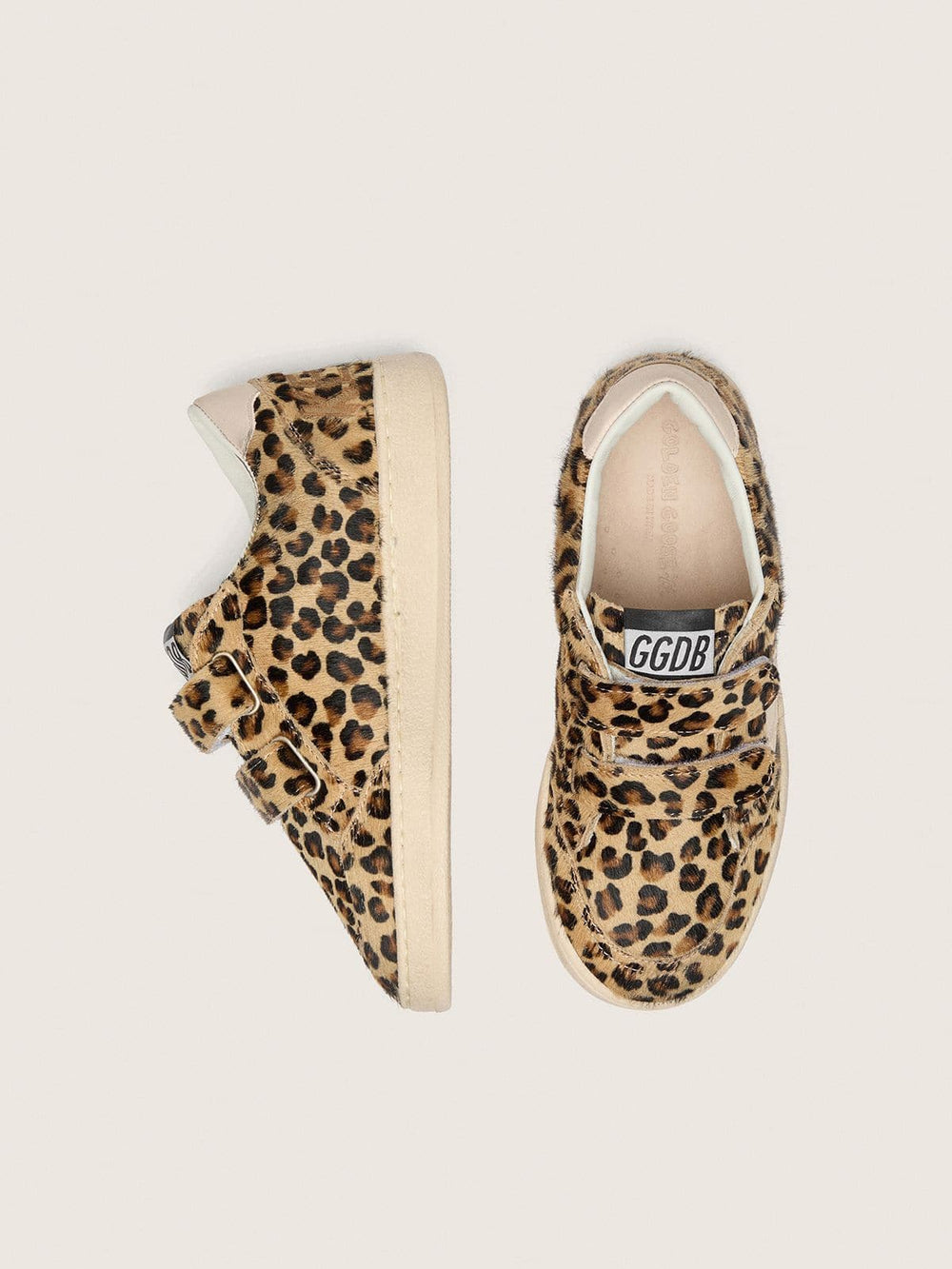 Golden Goose Young Ball Star in leopard-print pony skin with pink leather star and heel tab