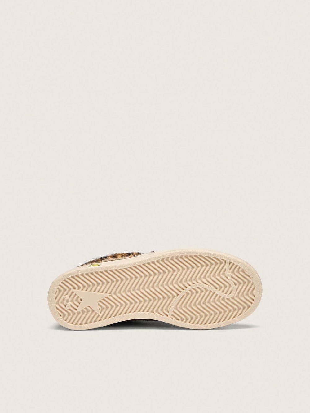 Golden Goose Young Ball Star in leopard-print pony skin with pink leather star and heel tab