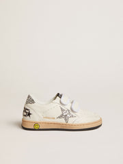 Golden Goose Young Ball Star in nappa with silver glitter star and heel tab