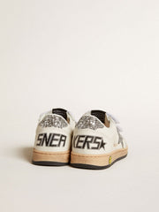 Golden Goose Young Ball Star in nappa with silver glitter star and heel tab