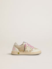 Golden Goose Young Ball Star in pearl suede with leather star and heel tab