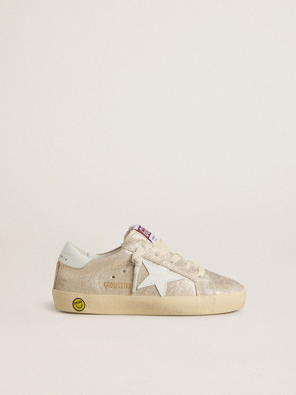 Golden Goose Young Super-Star in sand-colored laminated-effect suede with white leather star