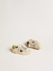 Golden Goose May Teen in nappa with silver star and olive green heel tab