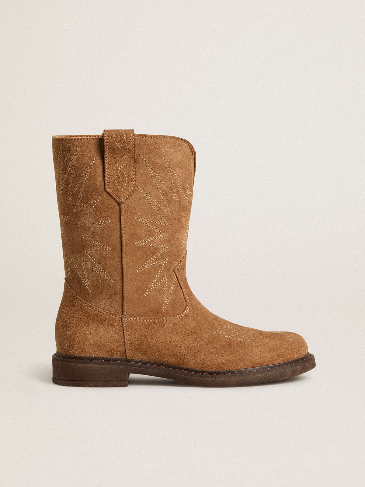 Golden Goose Wish Teen boots in camel suede with star embroidery