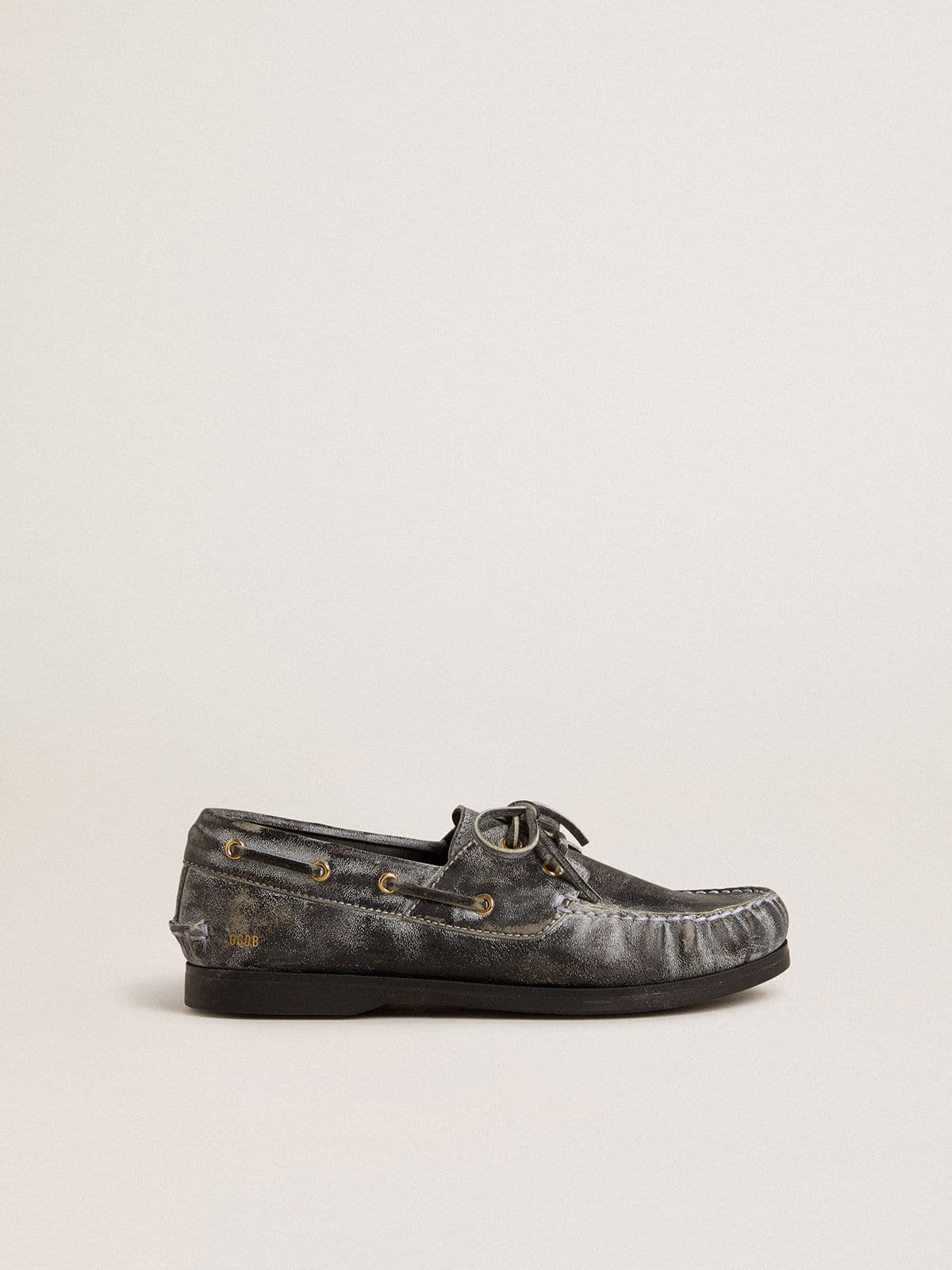 Golden Goose Young Cruise loafer in black distressed leather