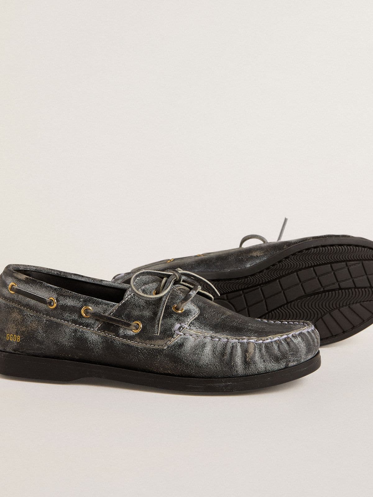 Golden Goose Young Cruise loafer in black distressed leather