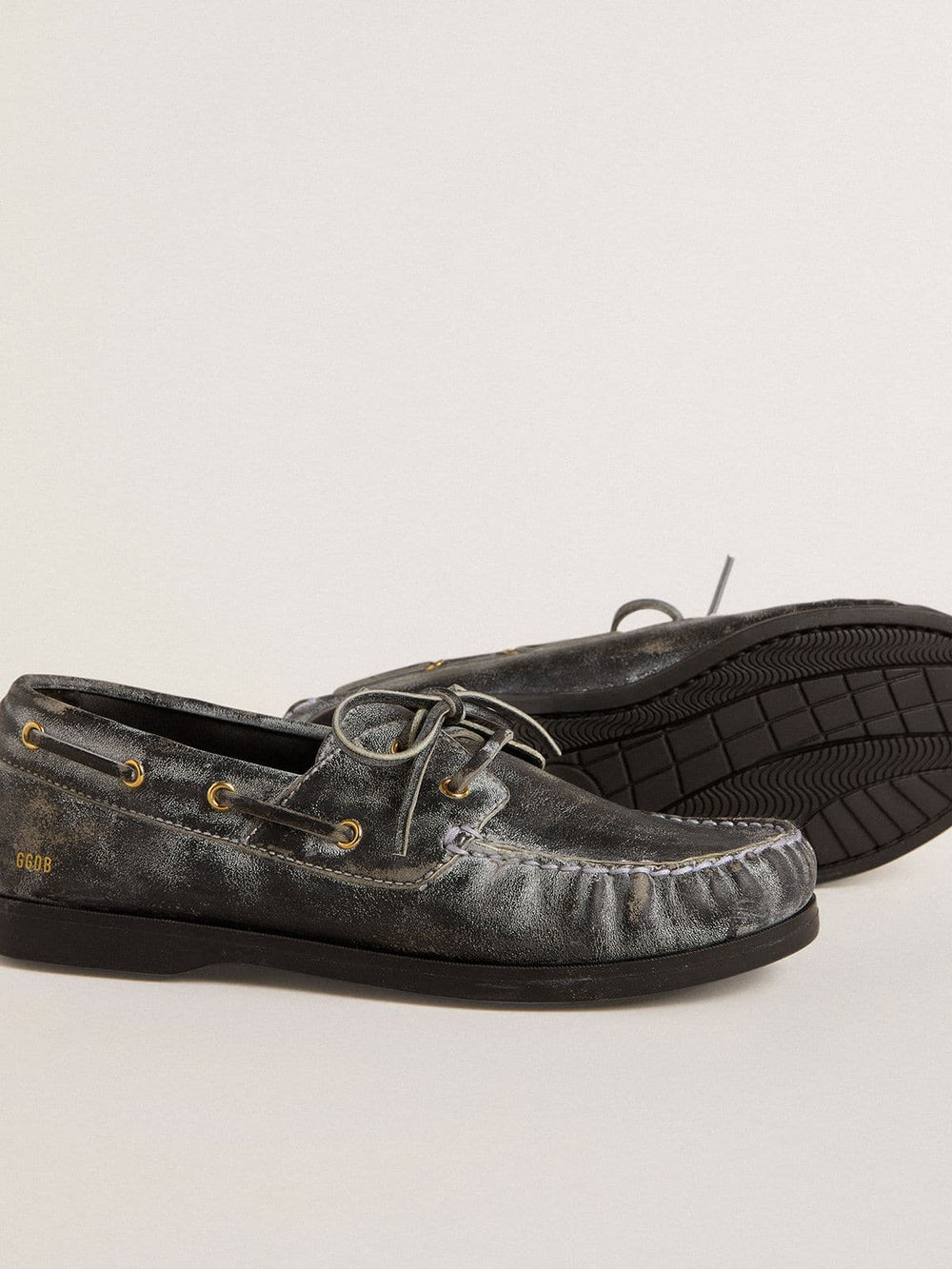 Golden Goose Young Cruise loafer in black distressed leather