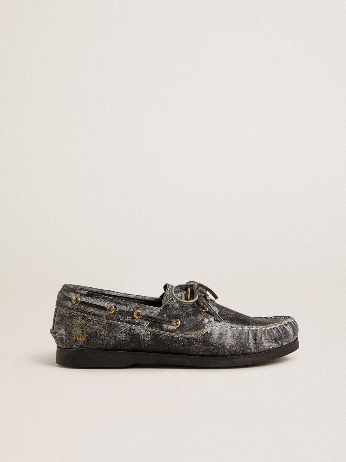 Golden Goose Cruise Teen loafer in distressed-effect black leather