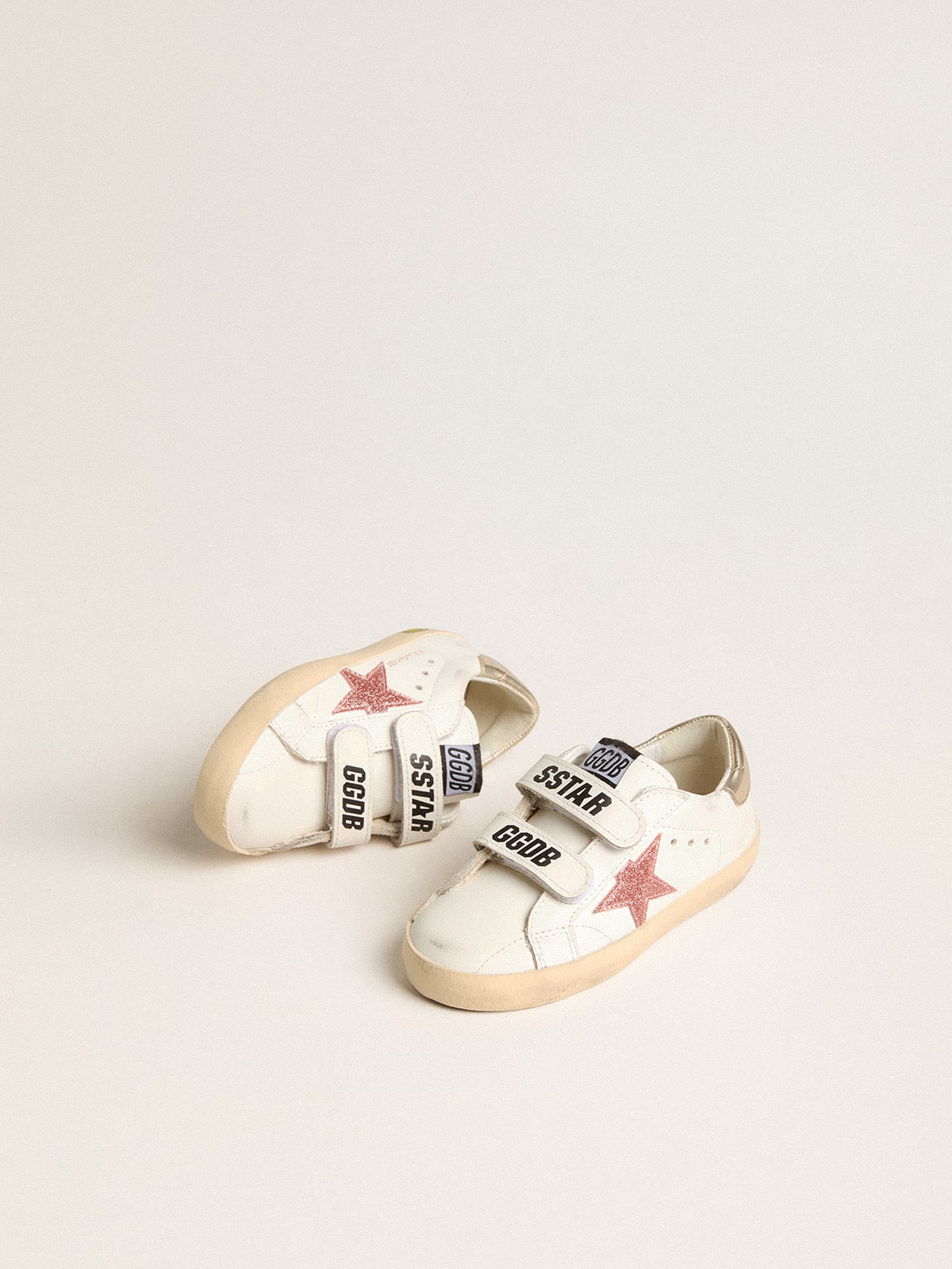 Golden Goose Young Old School in leather with metallic peach leather star