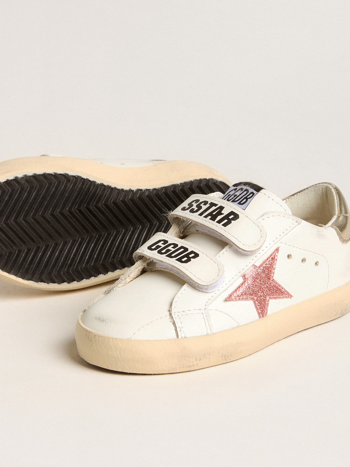 Golden Goose Young Old School in leather with metallic peach leather star