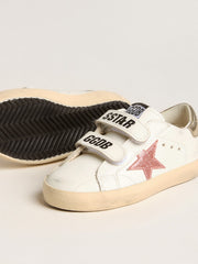 Golden Goose Young Old School in leather with metallic peach leather star