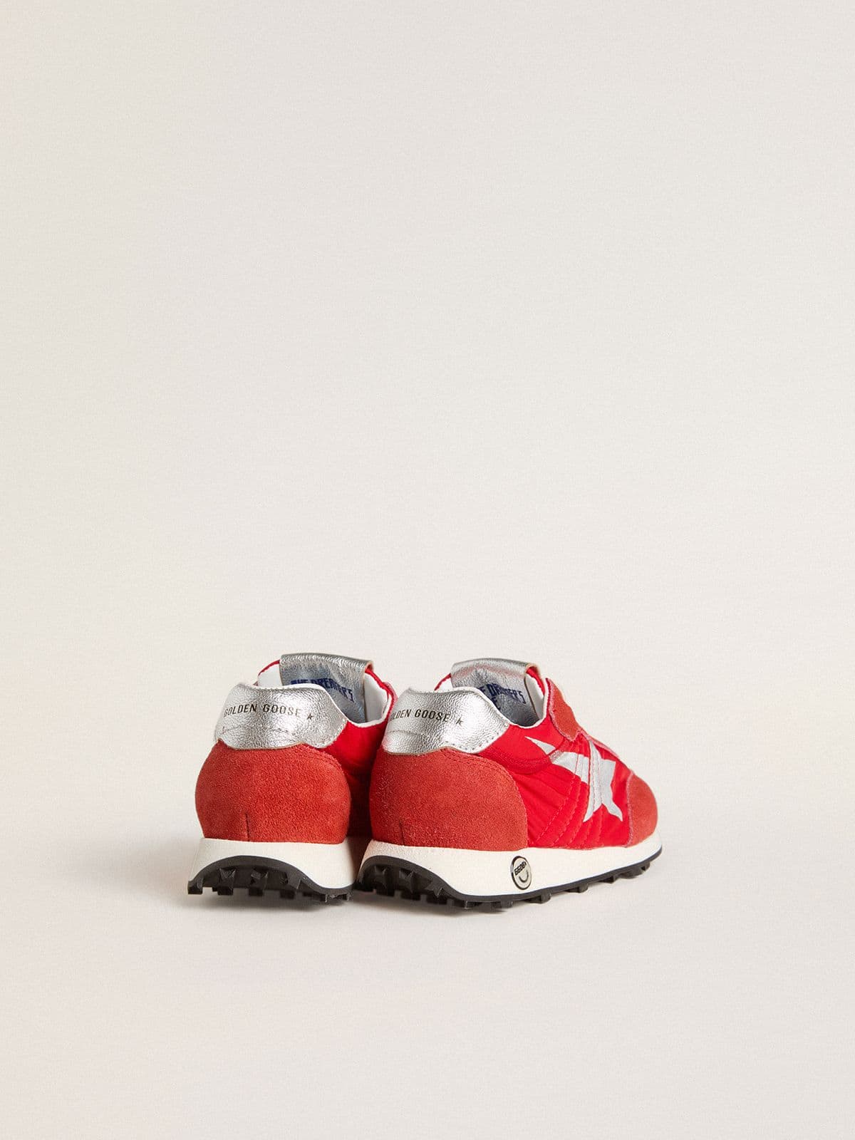 Golden Goose Young Marathon in red nylon with printed star and leather heel tab