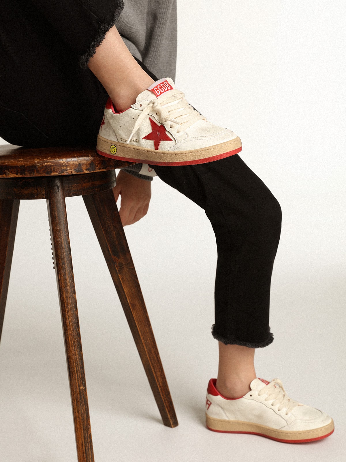 Golden Goose Ball Star Young in nappa with red leather star and heel tab